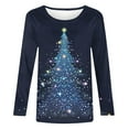 thumbnail image 4 of Festival Saving Christmas Tshirts Women Round Neck Long Sleeve Christmas Tree Print Blouse for Holiday Wear Comfort Fit Shirt Style Top Tees My Items, 4 of 9