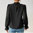 thumbnail image 5 of WREESH Womens Business Casual Tops Solid Spring Summer Mock Neck Lace Patchwork Long Sleeve Blouses Black, 5 of 7