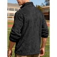 thumbnail image 5 of Men's Stand-up Collar Fleece Jacket with Solid Color Design, Loose Zipper Long-sleeve Style for Casual Outings, Winter Layering, and Holiday Events,Black,L, 5 of 6