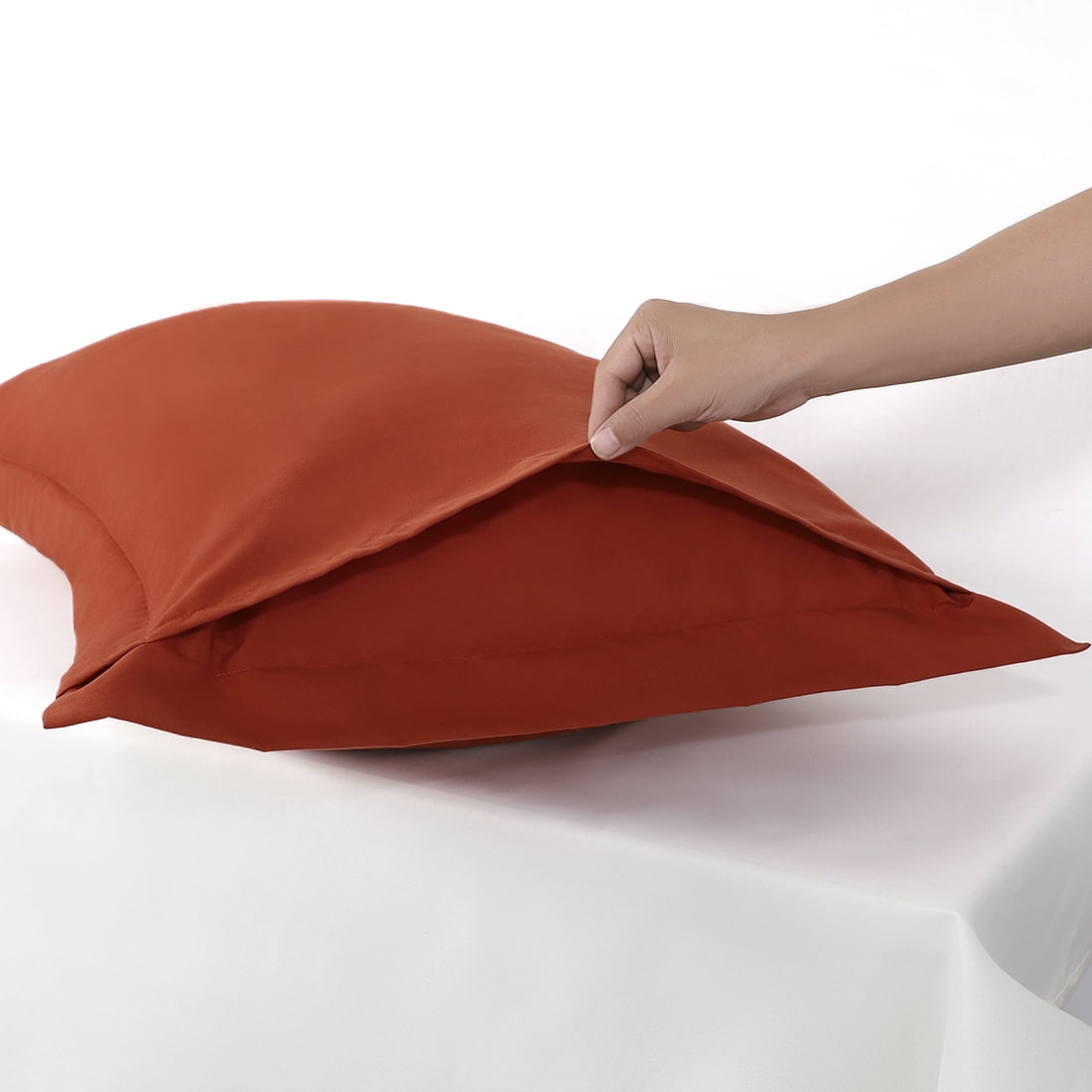 Unique Bargains 2-Pack Envelope Closure Pillow Sham Queen Rust
