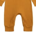 thumbnail image 3 of Baby Jumpsuit, Solid Color Long Sleeve Round Neck Romper, Button Down Casual Comfortable One-Piece Yellow 12-18 Months, 3 of 3