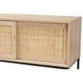 thumbnail image 6 of Baxton Studio Amelia Mid-Century Modern Transitional Natural Brown Finished Wood and Natural Rattan Sideboard Buffet, 6 of 7