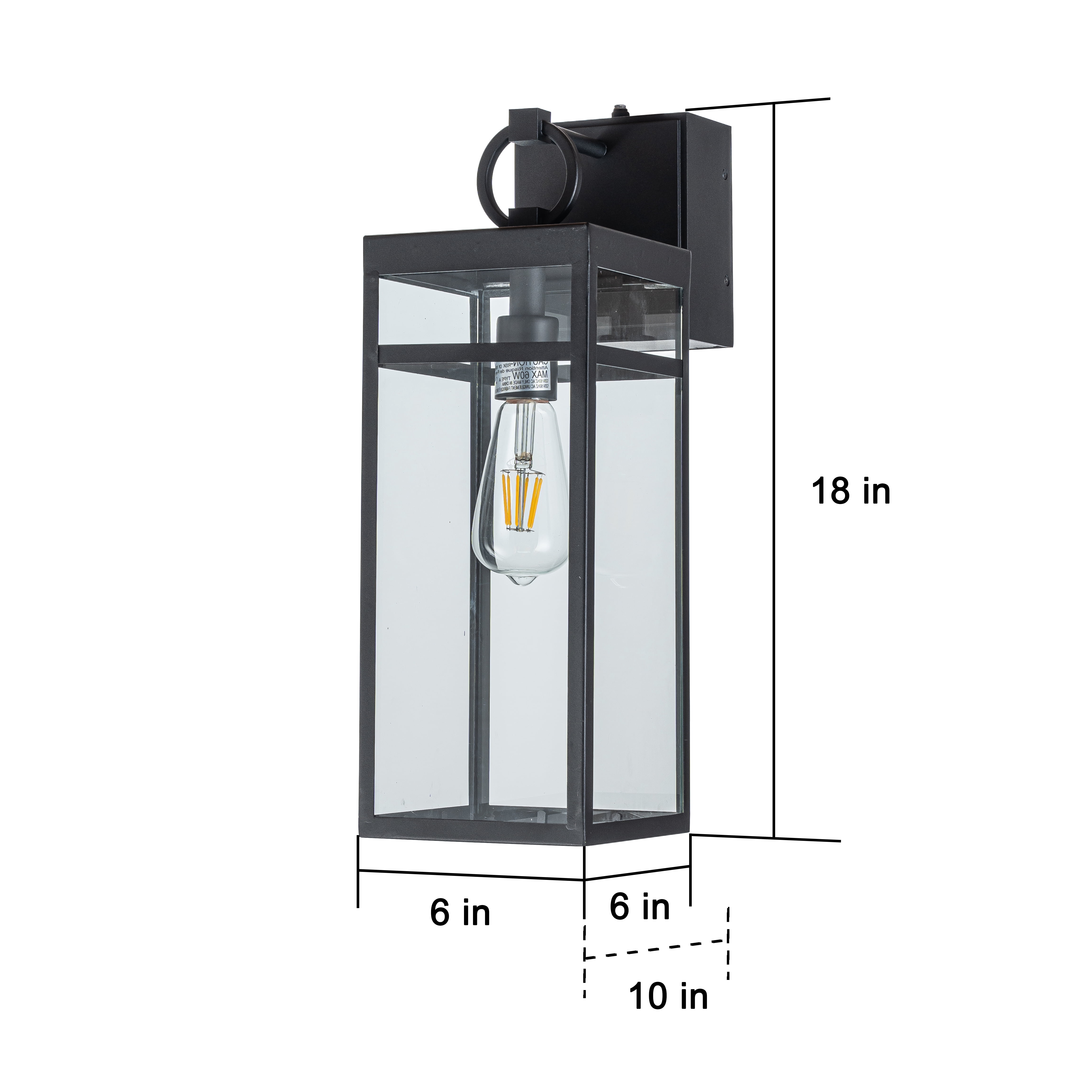 1 Light Black Dusk to Dawn Sensor Outdoor Wall Lantern Coach Sconces Light with Clear Glass and built-in GFCI Outlets