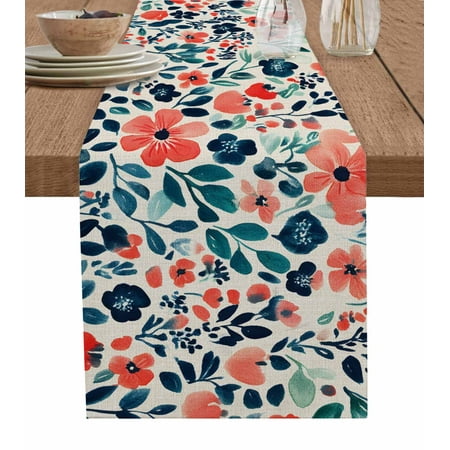 

Table Runner Dresser Scarf 13 x 120 Inch Pink Flowers Spring Leaf Floral Rustic Plant Table Runners Non-Slip Heat Kitchen Dining Table Decor for Indoor Outdoor Home Party Decoration