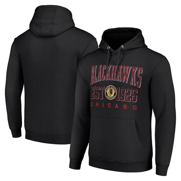 Men's Starter Black Chicago Blackhawks Retro Graphic Pullover Hoodie