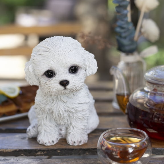 SOREAL White Labradoodle Decorative Puppy Figurine for Home & Garden Décor, Handpainted Polyresin Dog Statue, Realistic Design | Gift for Dog Lovers | Weather-Resistant Indoor/Outdoor Decor