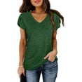 thumbnail image 6 of OSOLU Women T-Shirt Tshirts Tee Solid Color V-Neck T-Shirt Short Sleeve Tshirts Tee Loose Casual Tops Fashionable Dailywear, 6 of 7