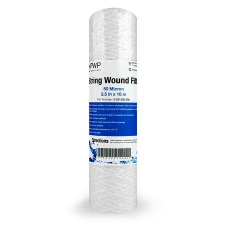 

String Wound Sediment Water Filter Cartridge Standard 2.5x10 50 Micron Single
