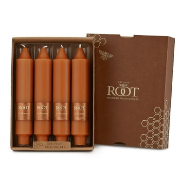ROOT Candles Unscented Timberline™ Collenette Taper Candles, 7-Inch Tall, Box of 4, Rust