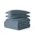 thumbnail image 2 of Noble Linens 3 Piece Dusk Blue Stripe Stitch Quilt Set, Queen / Full, 2 of 6