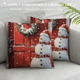 thumbnail image 3 of snowman, wreath Graphic Decorative Men Women Boy Girl Room Cushion Throw Pillow Cover for Home Couch Living Room Bed Sofa   圣诞节 for Car Couch Bedroom 冬季 Square 1PC, 3 of 5