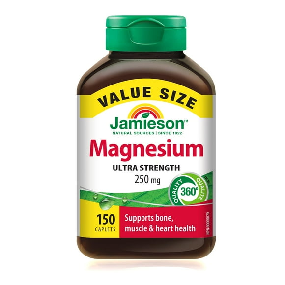 Jamieson High Potency Magnesium 250 mg Caplets Value Size, 150 caplets