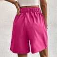 thumbnail image 5 of ClodeEU Women's High Waisted Pleated Shorts,Casual Button Fly Loose Fit Wide Leg Shorts with Pockets Hot Pink,Women's Plus L, 5 of 7