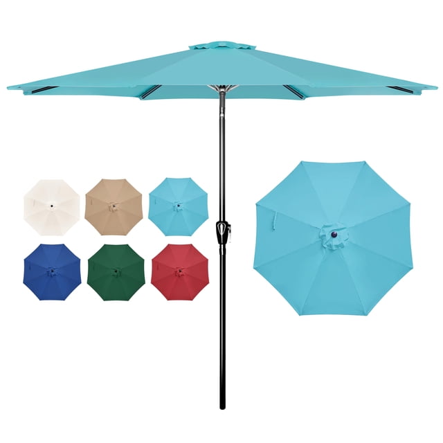 Sombrilla de patio Simple Deluxe de 2,7 m para exteriores, resistente a los rayos UV, color turquesa