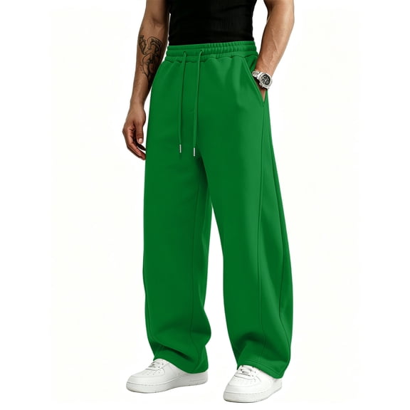 Baggy Sweatpants Men Open Bottom Gym Athletic Pants Drawstring Waist Loose Fit Jogging Sweat Pants