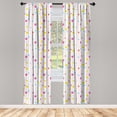 thumbnail image 3 of Ambesonne Yellow and Blue Curtains, Stripes Tulips, Pair of 28"x95", Pink Yellow Pale Blue, 3 of 5