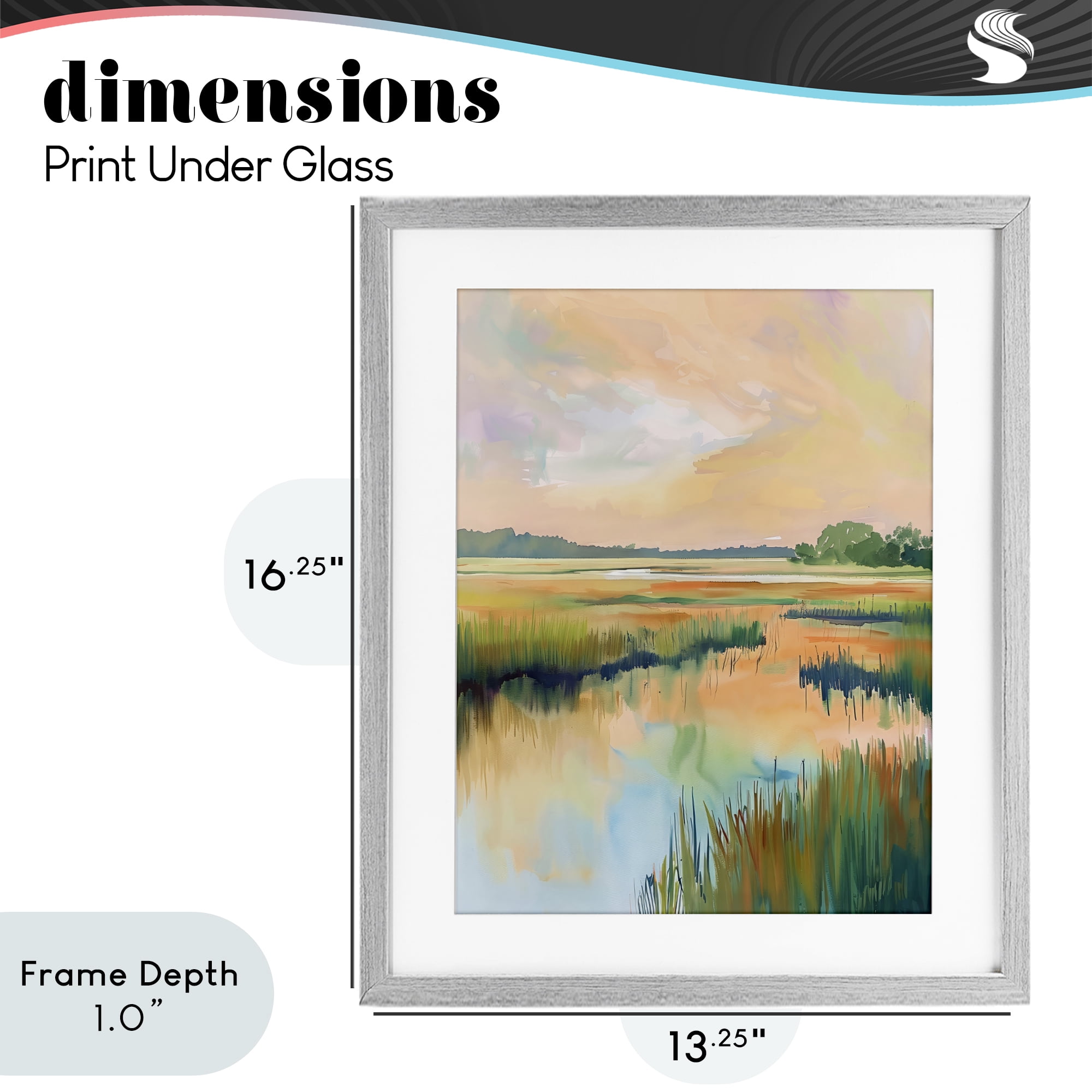Stupell Industries Marsh Sunset over Tranquil Stream Gray Framed Print Under Glass, design by LSR Design Studio