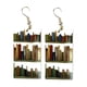 thumbnail image 3 of Pendientes para mujer, regalos para amantes de los libros, pendientes clásicos con forma de gota de agua, redondos y cuadrados, con costuras de estantería para profesora., 3 of 5