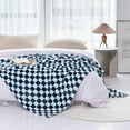thumbnail image 6 of Throw Blankets Flannel Blanket with Checkerboard Plaid Pattern Soft Throw Blanket for Couch, Bed, Sofa Luxurious Warm and Cozy for All Seasons (Navy, 50"x60"), 6 of 8