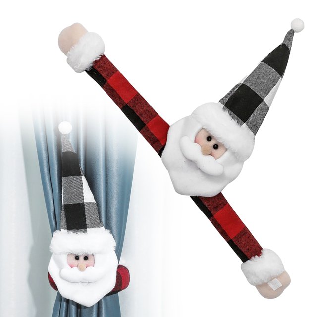 Rideau de Décoration de Noël Rideau Bonhomme de Neige Attaches Porte-Rideaux de Noël Design en Boucle pour Décoration d'Hiver Fixations de Rideau de Noël pour Décoration Intérieure Rideaux en Polyester