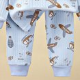 thumbnail image 4 of NOLDARES Toddler Boys Casual Fall Set 2 Piece Long Sleeve Print Pattern Pullover Tee Elastic Waist Joggers Soft Warm Outfits Clothes Size:6-12 M,Blue, 4 of 6