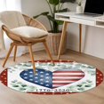 thumbnail image 5 of Independence Day Love Heart Washable Round Area Rug 3 ft, Red Blue Star Stripe Eucalyptus Leaf Wood, Soft Non Slip Rugs Stain Repellent Indoor Felt Carpet for Living Dining Room Bedroom Home Office, 5 of 9