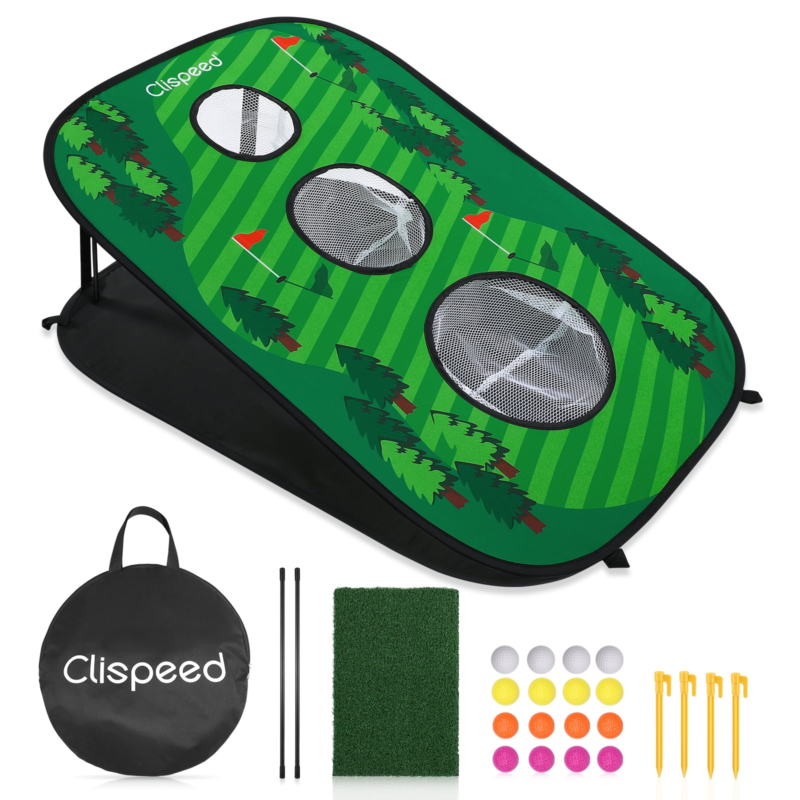 Clispeed Foldable Chipping Net Cornhole Game Set Golfing Net for