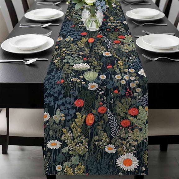Spring Floral Table Runner 72 Inches Long, Summer Daisy Botanical Flowers Kitchen Coffee Dining Table Decoration for Home Party Birthday Wedding Home Decor 16x72 Inches