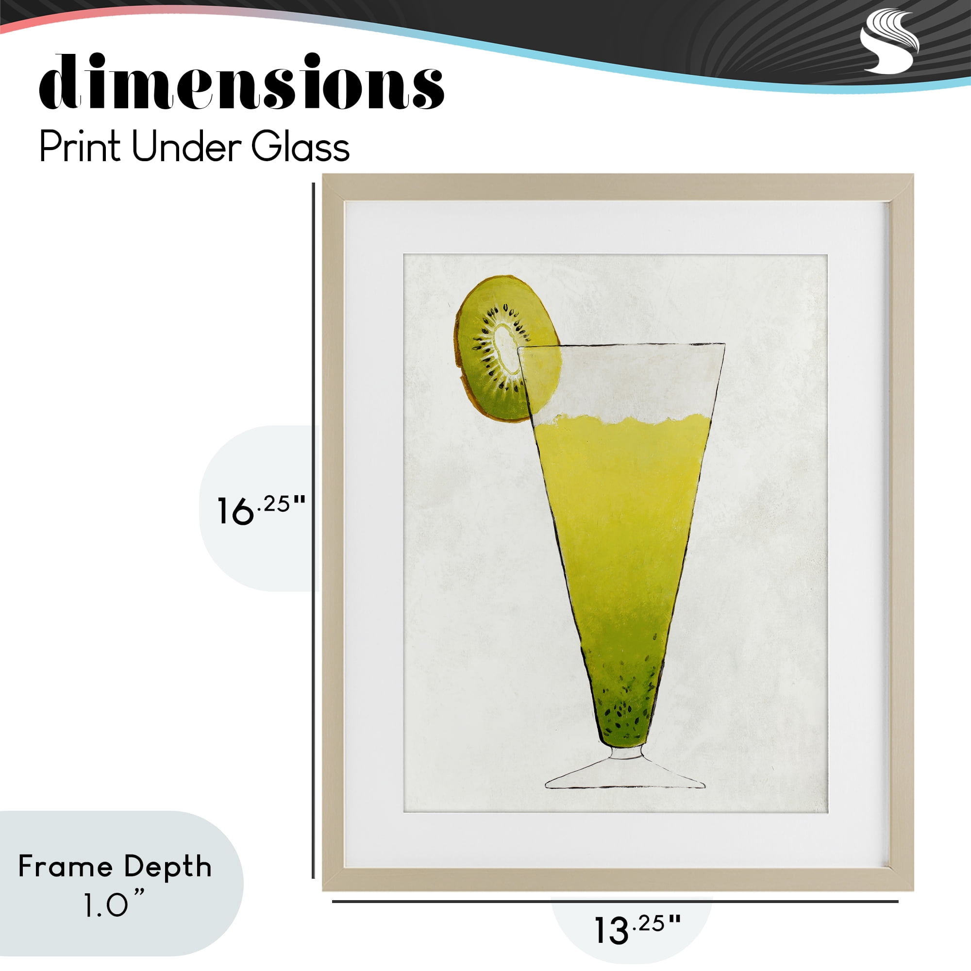 Stupell Industries Summer Cocktail Kiwi Slice Birch Framed Print Under Glass, design by Lorenzo Collective