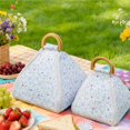 thumbnail image 3 of Foldable Waterproof Picnic Blanket with Carry Handle - Thick Padded Outdoor Mat for Beach, Portable Outdoor Blankets Tote Bag with Zipper, Thick Padded Round Mat, for Park, Hiking, Travel (S), 3 of 7