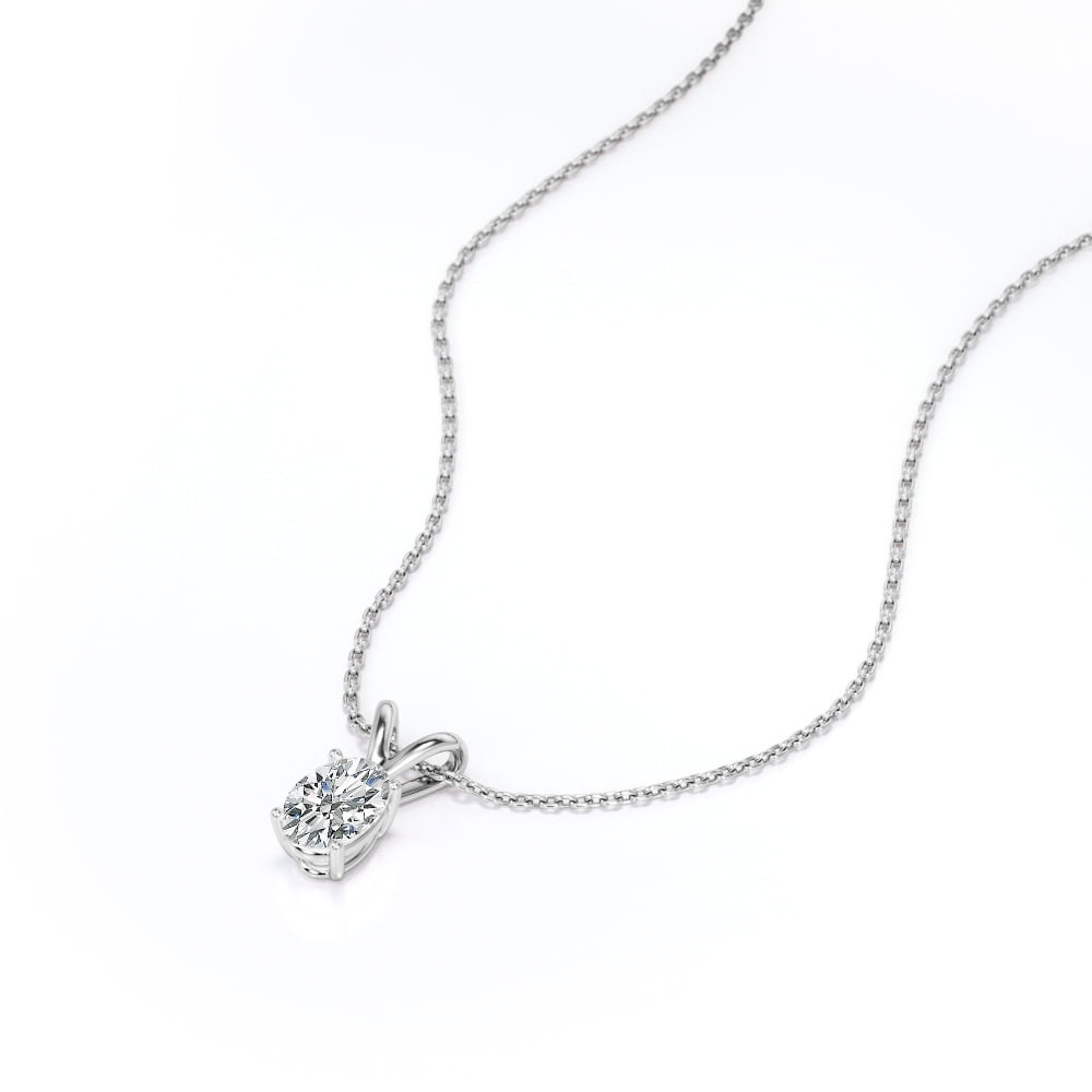 JeenMata Gorgeous 1 Carat Heart Cut Moissanite Pendant Necklace in 18K White Gold Plating over Silver