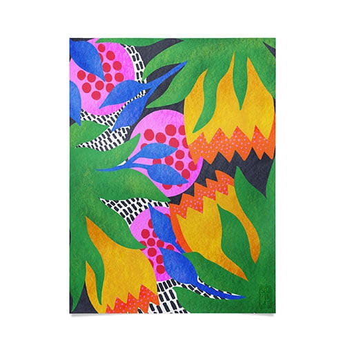 Society6 Bold Flowers on Black by Sewzinski Art Print