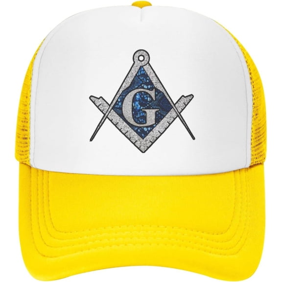 Free Mason Masonic Blue African Print Compass Trucker Hat Baseball Cap Men Dad Hat Women Ball Hat Ponytail Hat