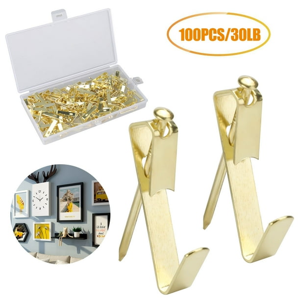 100Pcs 30LB / 50Pcs 50LB Picture Frame Hangers Hooks with Nails, TSV Heavy Duty Picture Metal
