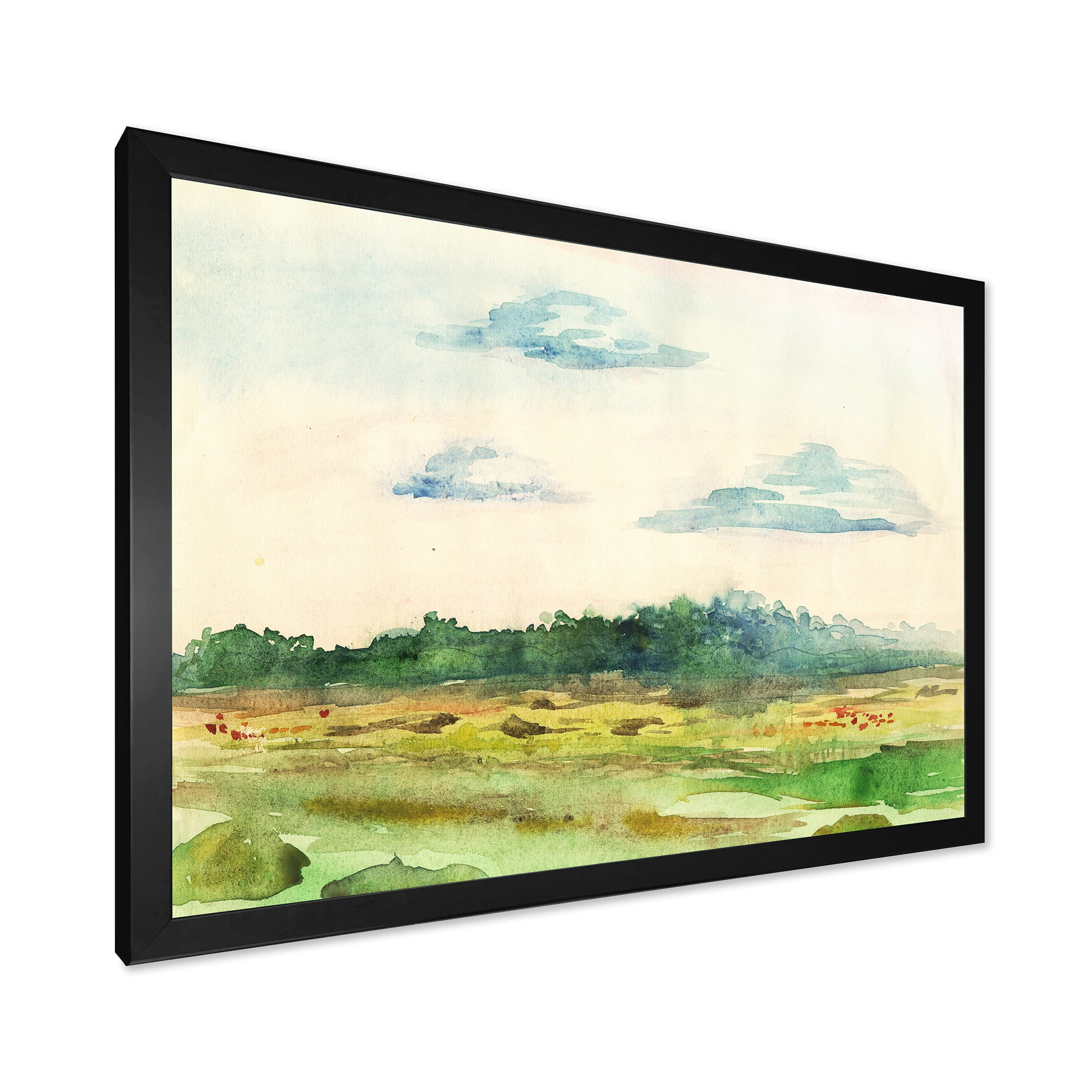 Designart 'Summer Landscape Of Green Blossoming ' Traditional Framed Art Print