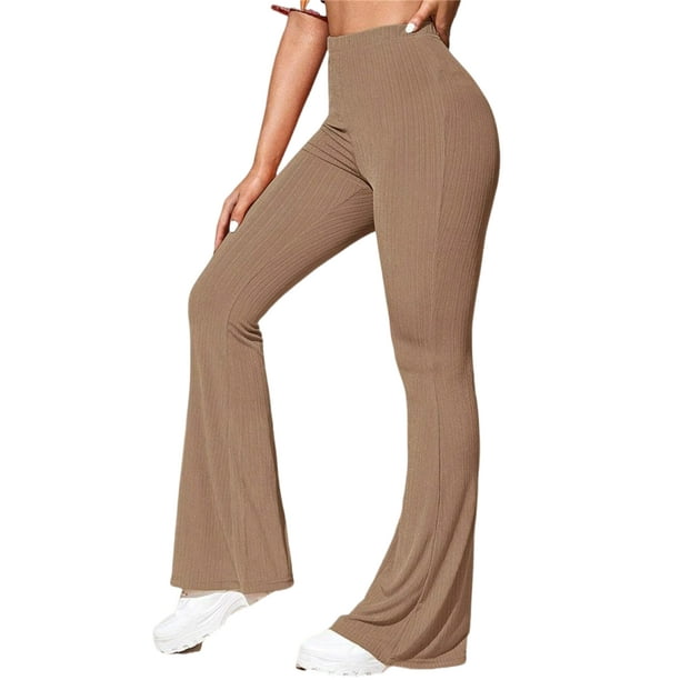 Bellella Women Flare Leggings Tummy Control Yoga Pant Wide Leg Bell Bottom  Comfy High Waist Palazzo Pants Ladies Trousers Camel XL 