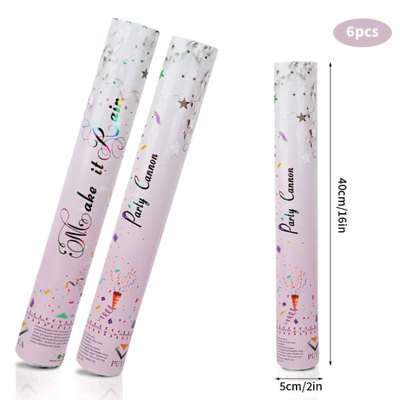 6 pcs Confetti Cannons, Party Poppers, Confetti Launchers – New Year's Eve party supplies, also suitable for graduation ceremonies, Christmas, birthdays, weddings and other occasions.