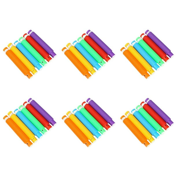 Paquete de 2,9 cm Tubo LED de Descompresión Tubo Telescópico Ventilación Luz LED Tubo de Agua Caja de Colores 24 Piezas Colores del Iris