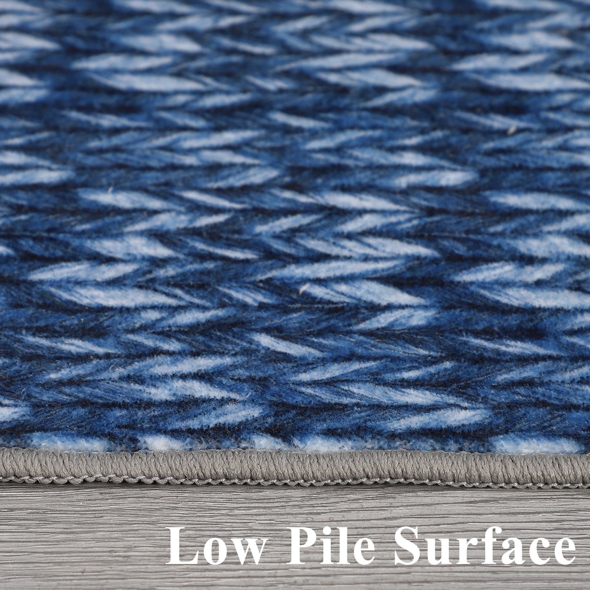 Garvee 10'x13' Large Modern Braided Print Area Rug Low Pile Non Slip Area Rugs for Living Room Bedroom, Navy Blue