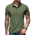 thumbnail image 2 of COOFANDY Mens Polo Shirt Casual Short Sleeve Button Collared Polo Golf Shirt Pocket Soild Cotton Tees T Shirt Green, 2 of 9