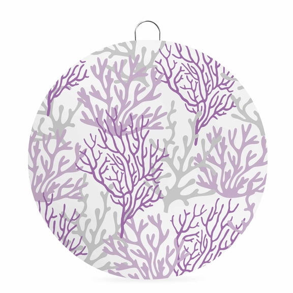 Round Metal Signs for Outside Purple Grey Ocean Coral Tin Signs Stainless Steel Hook Welcome Home Sign Plaque Summer Marine Life Metal Sign for Front Door Porch Hanging Wall Decor Gifts 6 Inch