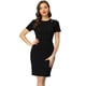 thumbnail image 1 of Vestido de tubo para mujer, informal, de negocios, cuello redondo, manga corta, vestidos ajustados de punto Negro L, 1 of 5