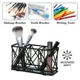 thumbnail image 4 of Home Details 3 Compartment Mirror Bottom Cosmetic Brush Pencil Holder, Steel, Matte Black, 4 of 6