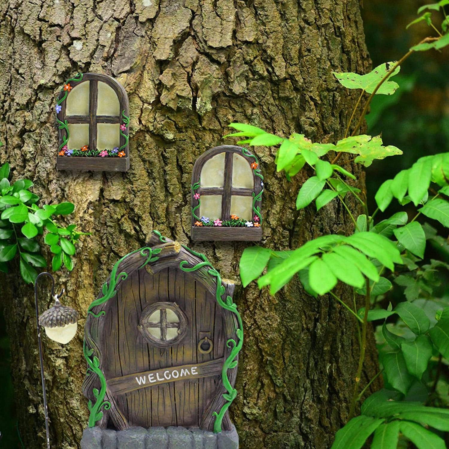 Tree Fairy Door Decor Micro Fairy Garden Outdoor Decoration - Temu