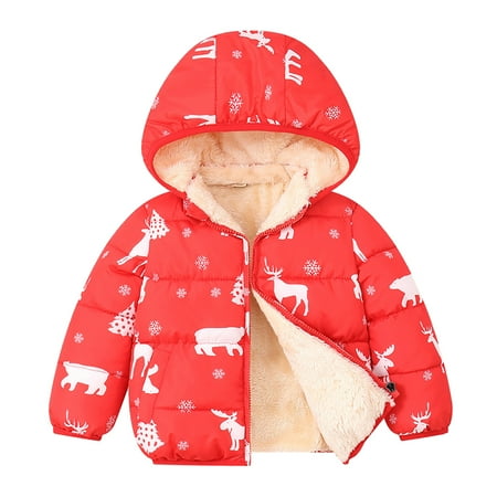 

Christmas Kids Toddler Coat Baby Boys Girls Christmas Deer Winter Hooded Coat Jacket Thick Warm Fuzz Outerwear Clothes Outfits