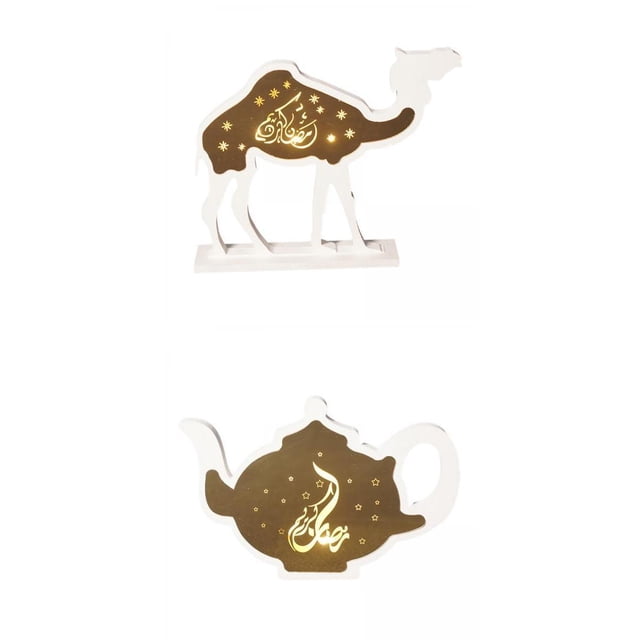 2pcs Ramadan Lantern Eid Mubarak Ornament LED Islam Table Centre BLESIY Decoraciones de Eid Mubarak