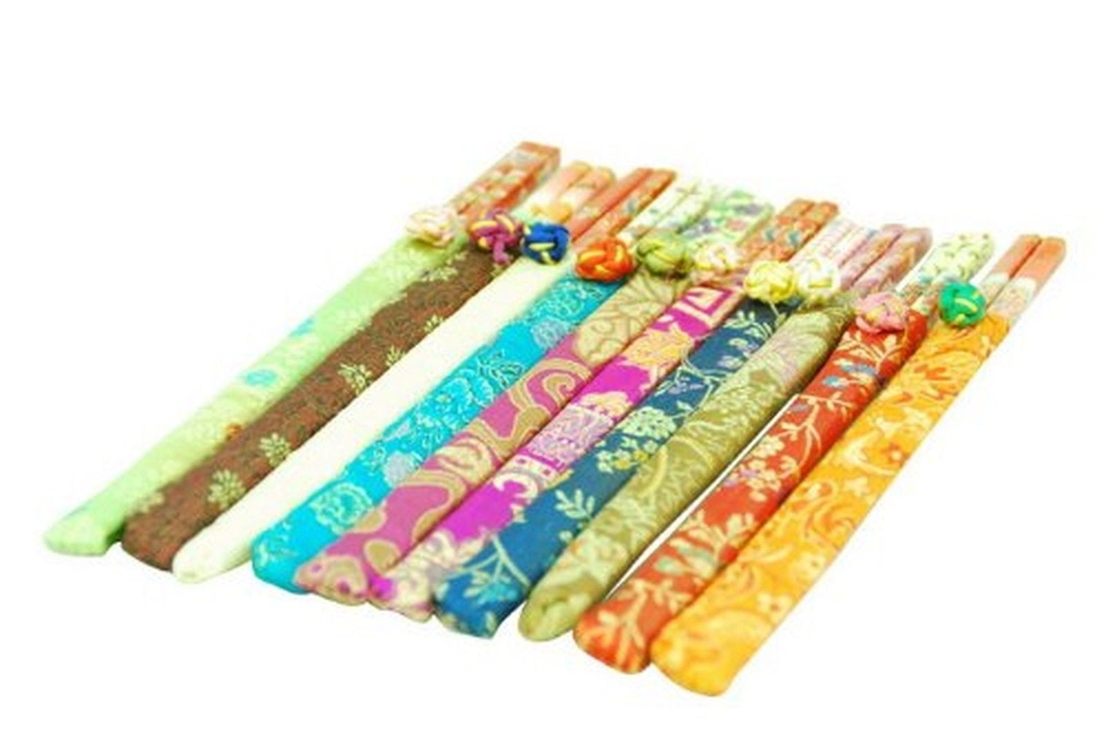 Thy Collectibles 20 (10 Pairs) Elegant Bamboo Chopsticks with Brocade Pouch
