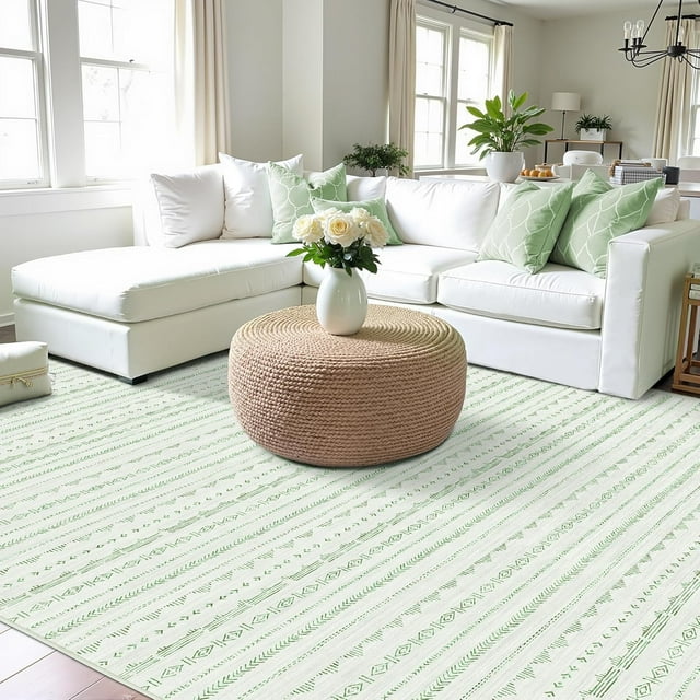 Large Area Rug x Living Room Machine Washable x Rug Boho Moroccan Farmhouse Style Ultra Soft Neutral Indoor Carpet for Bedroom Dining Room Playroom Office Off /Grey