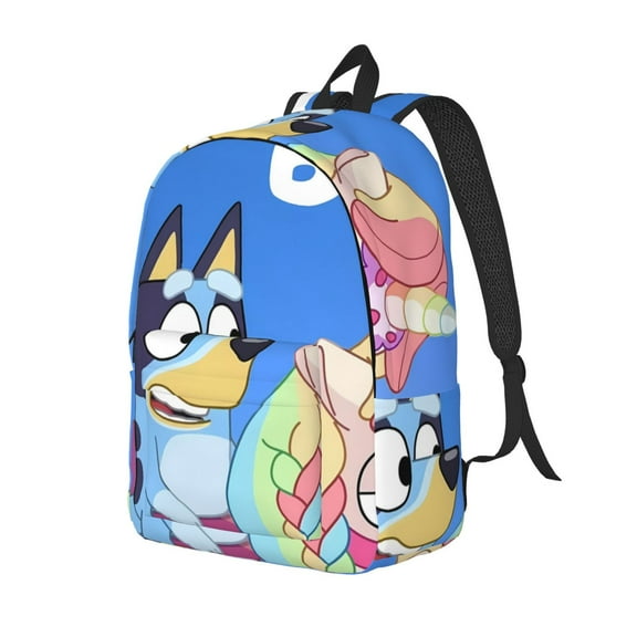 Kowoue Bluey Pattern Canvas Backpack – Student Double Shoulder Bag, Durable & Lightweight Canvas School & Outdoor Backpack-Small