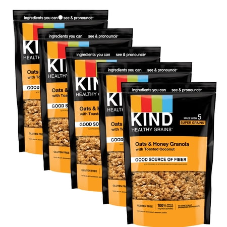 (5 pack) KIND HEALTHY GRAINS OATS AND HONEY CLUSTERS WITH TOASTED COCONUT - 11 OZ